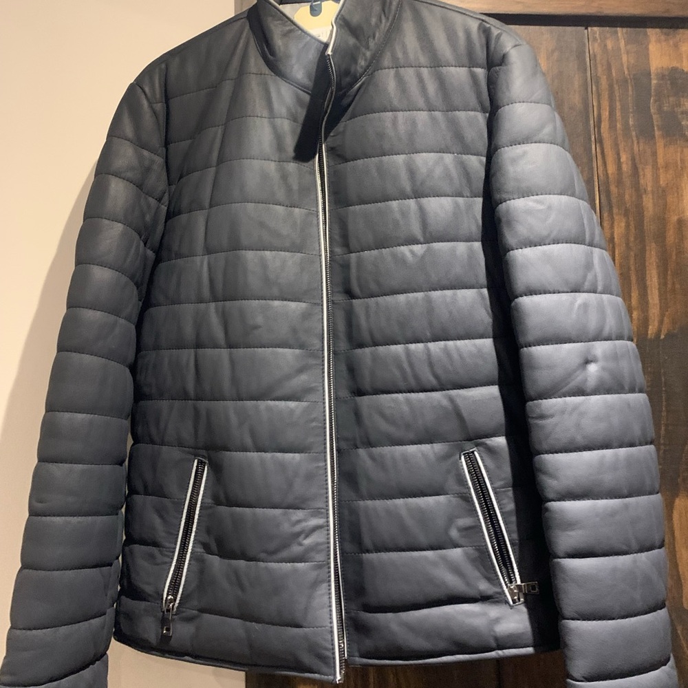 Men’s charcoal leather jacket